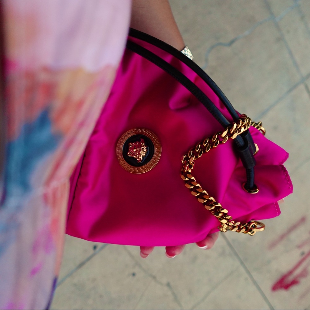 Versace pink pouch, sack, new barely used like new